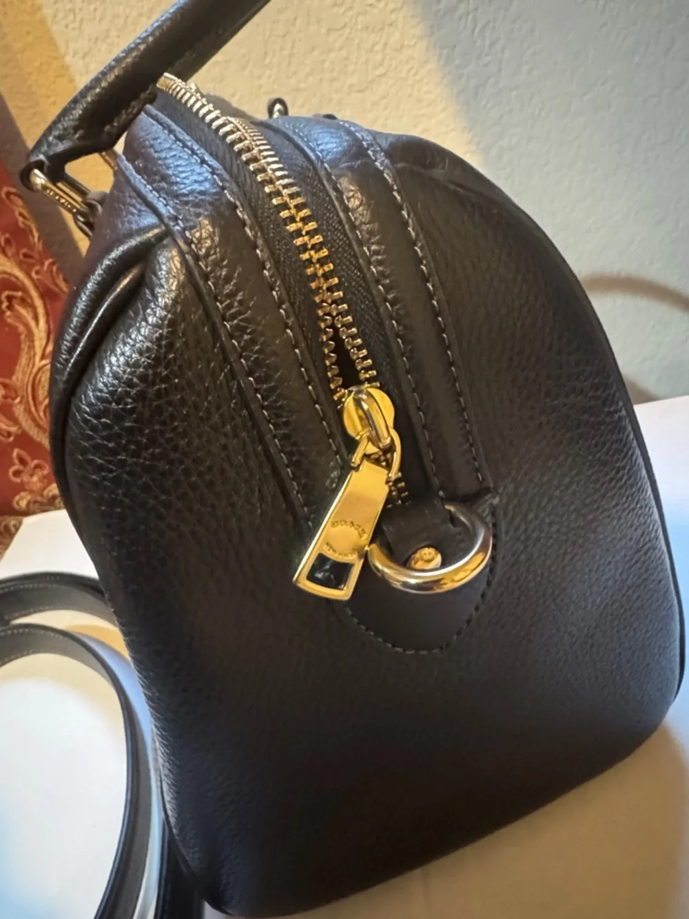 Coach Black Pebbled Large Rowan with Gold Hardware - Picture 8 of 8